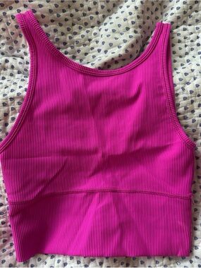 lululemon athletica Ribbed Cropped Tank Top in Bright Pink